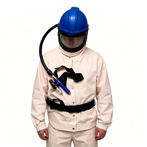 Air fed sandblast helmet - air-fed, with